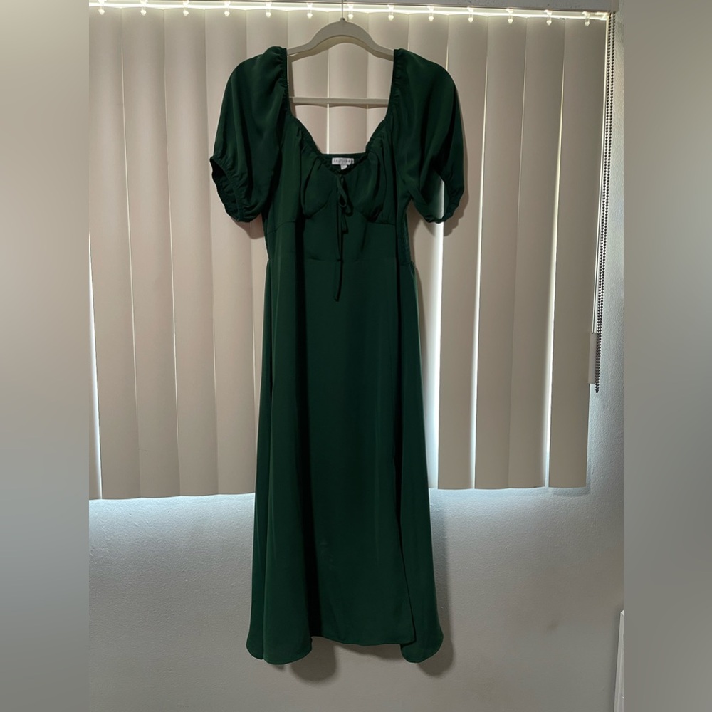 Hunter green midi dress